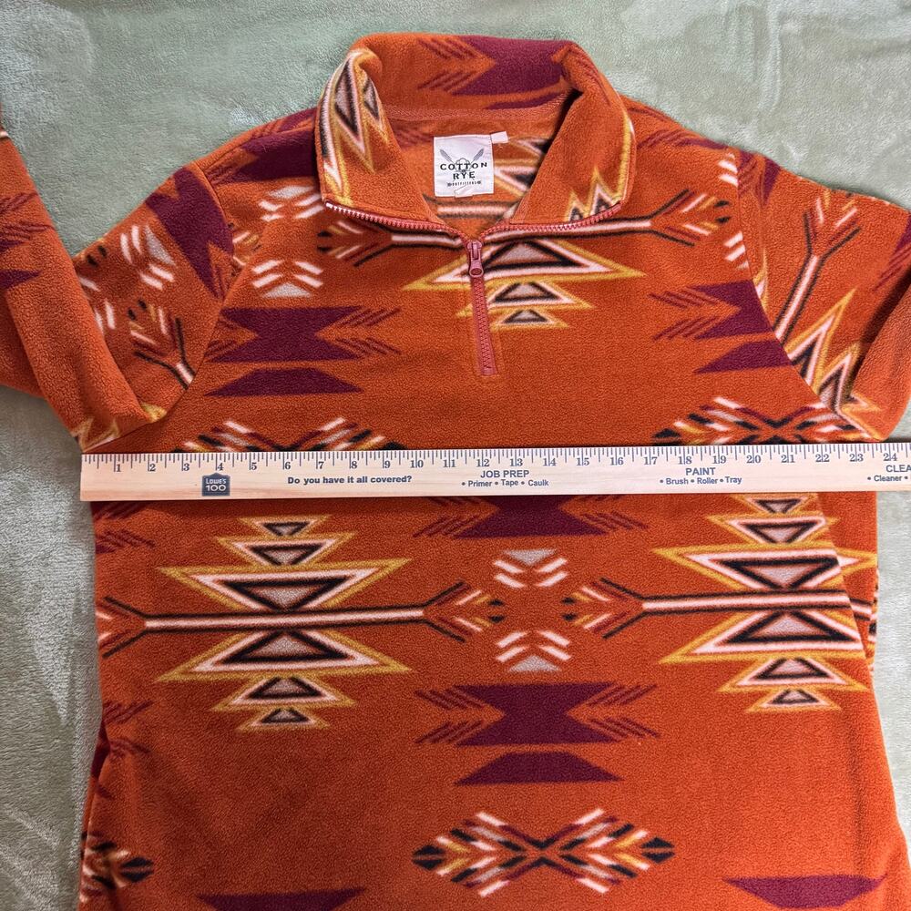 Cotton Rye Southwestern Aztec Fleece 1/4 Zip Western Pullover Jacket - Picture 5 of 9